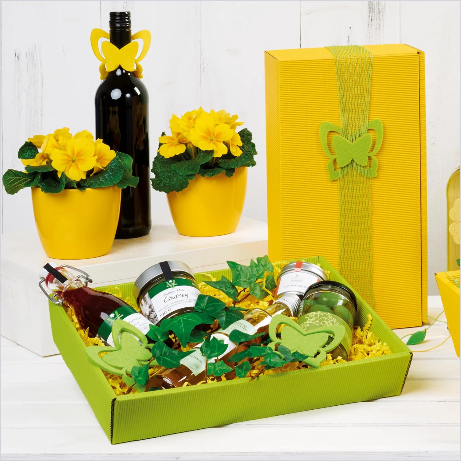 Weinverpackung Weinpräsentkartons Modern Welle Gelb 3 Flaschen 25 St. – Bild 4