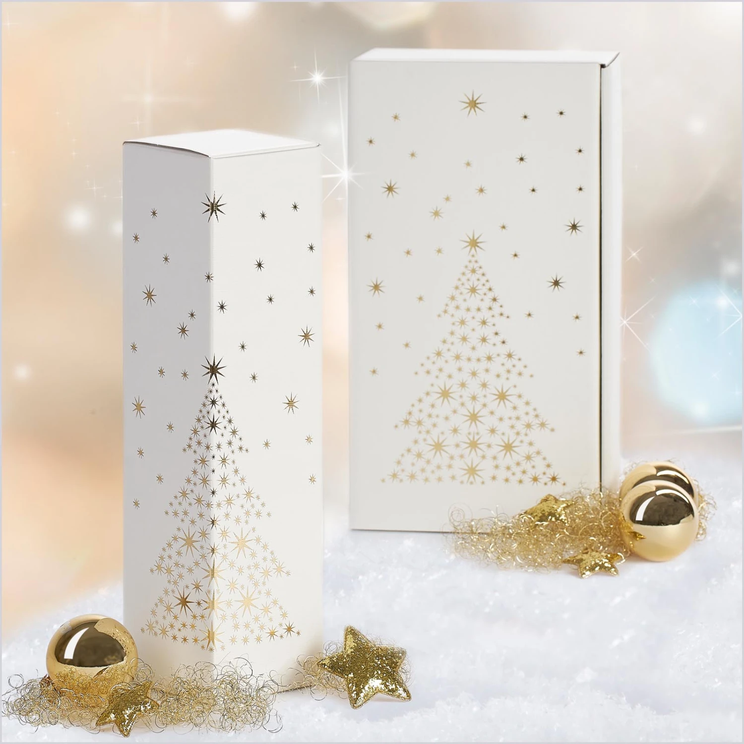 Geschenkkarton Flaschenverpackung Seta Bianco Sternenbaum 3er 25 St. – Bild 2