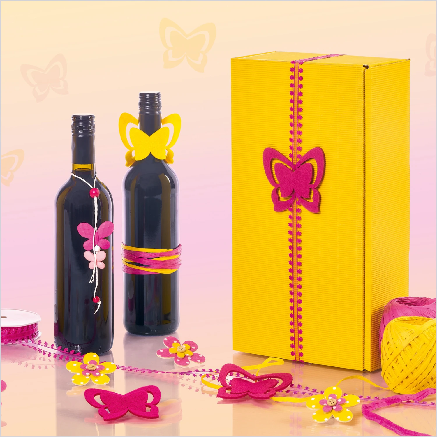Weinverpackung Weinpräsentkartons Modern Welle Gelb 3 Flaschen 25 St. – Bild 6