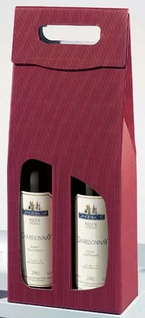Tragekarton Weinverpackung Offene Welle Bordeaux 2 Flaschen 50 St.