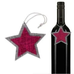 Flaschenanhänger Anhänger Doppelstern Rot/Grau VE 20 Stück