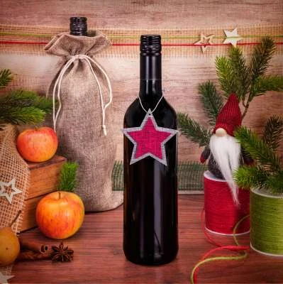 Flaschenanhänger Anhänger Doppelstern Rot/Grau VE 20 Stück – Bild 2