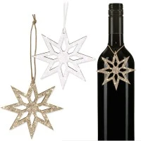 Flaschenanhänger Anhänger Glimmerstern Stella Weiß/Gold VE 18 Stück