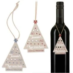 Flaschenanhänger Anhänger Tannenduft Grau/Blau Und Grau/Rot VE 30 St.