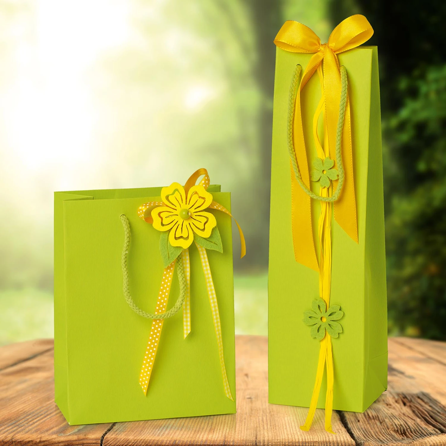 Flaschentasche F. 1 Bocksbeutel Streifenprägung Linea Limette 20 Stück – Bild 3