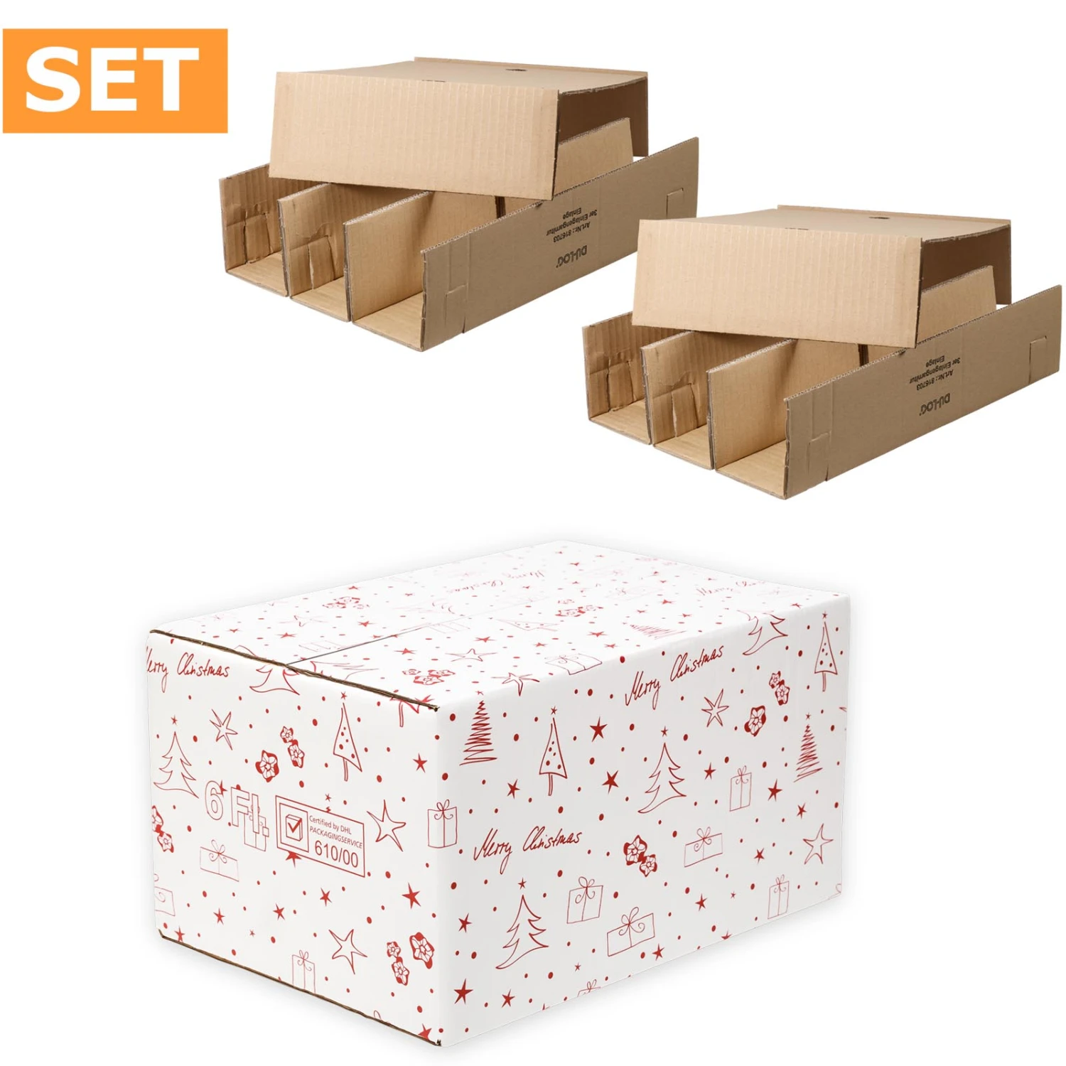 Flaschenverpackung Flaschenversandkarton Weihnachten 6er DHL PTZ 10 St