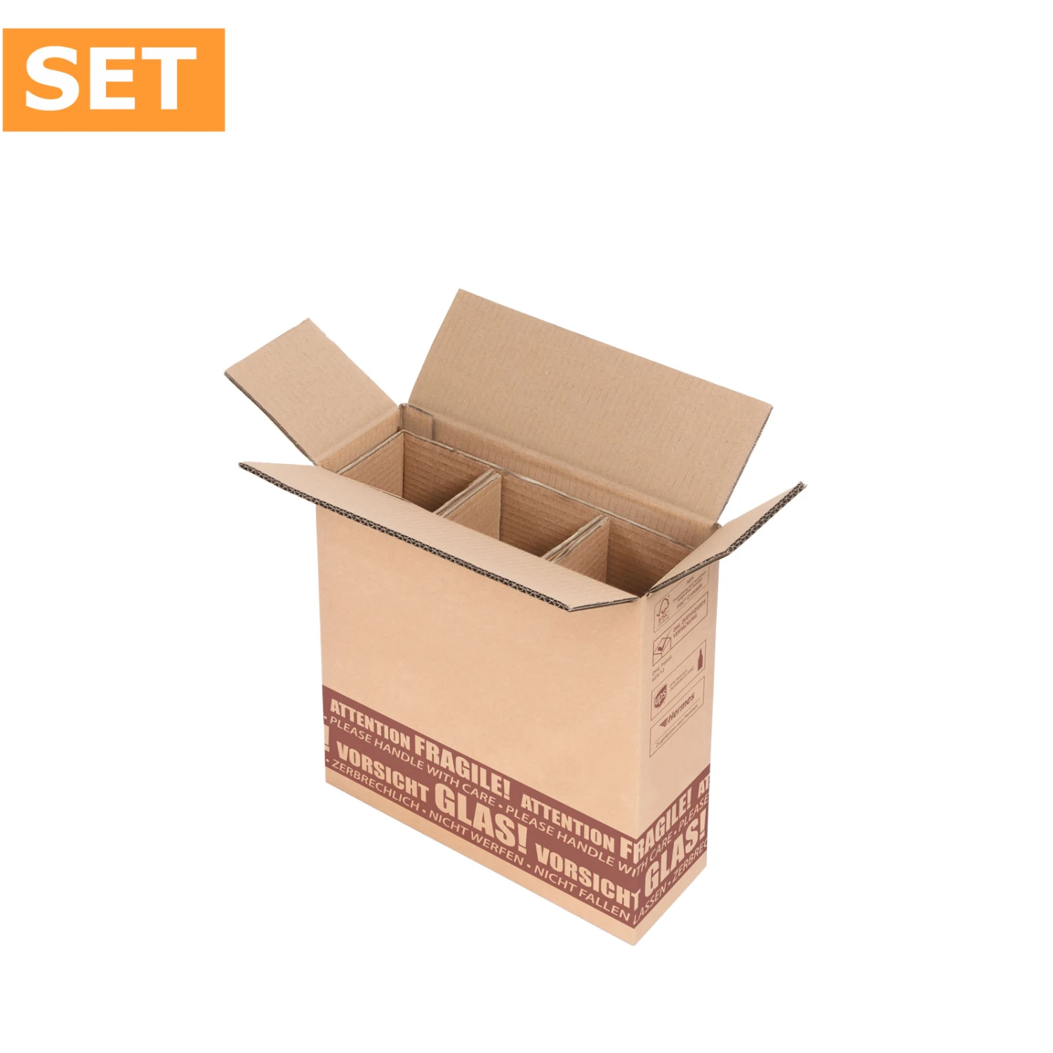 Flaschenversandkartons Flaschenverpackung Wein 3er DHL/PTZ 15 Stück