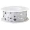 Geschenkband Organzaband Sterne Silber 40 Mm X 20 M