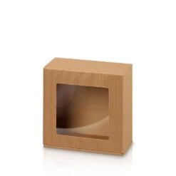 Geschenkkarton Welle Natur Allround -S- Mit Folienfenster 25 Stück