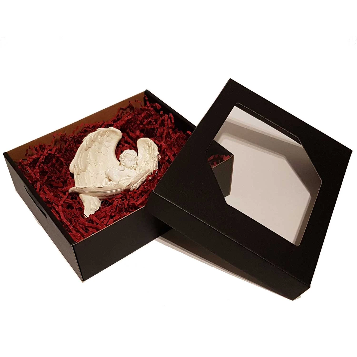 Geschenkkarton Mit Fensterausstanzung 215x187x70 Mm Schwarz VE 5 St.