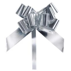 Geschenkschleife Ziehschleife Grangala Silber Metallic 100 Stück