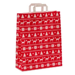 Geschenktragetüten Weihnachten Norweger Rot 32 + 12 X 40 Cm VE 250 St.