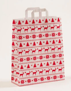 Geschenktragetüten Weihnachten Norweger Weiß 32 X12 X 40 Cm VE 250 St.