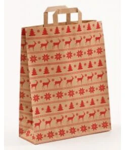 Geschenktragetüten Weihnachten Norweger Braun 32+12 X 40 Cm VE 250 St.