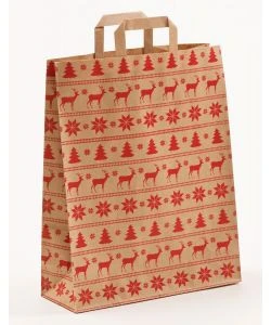 Geschenktragetüten Weihnachten Norweger Braun 32+12 X 40 Cm VE 250 St.