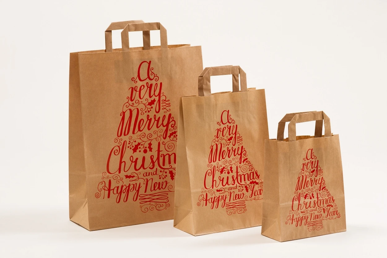 Papier Tragetüte Weihnachten Merry Christmas 32 X 12 X 40 Cm 250 Stück – Bild 2