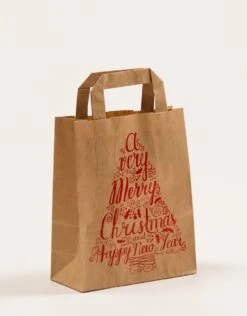 Papiertaschen Weihnachten Merry Christmas 18 X 8 X 22 Cm VE 250 Stück