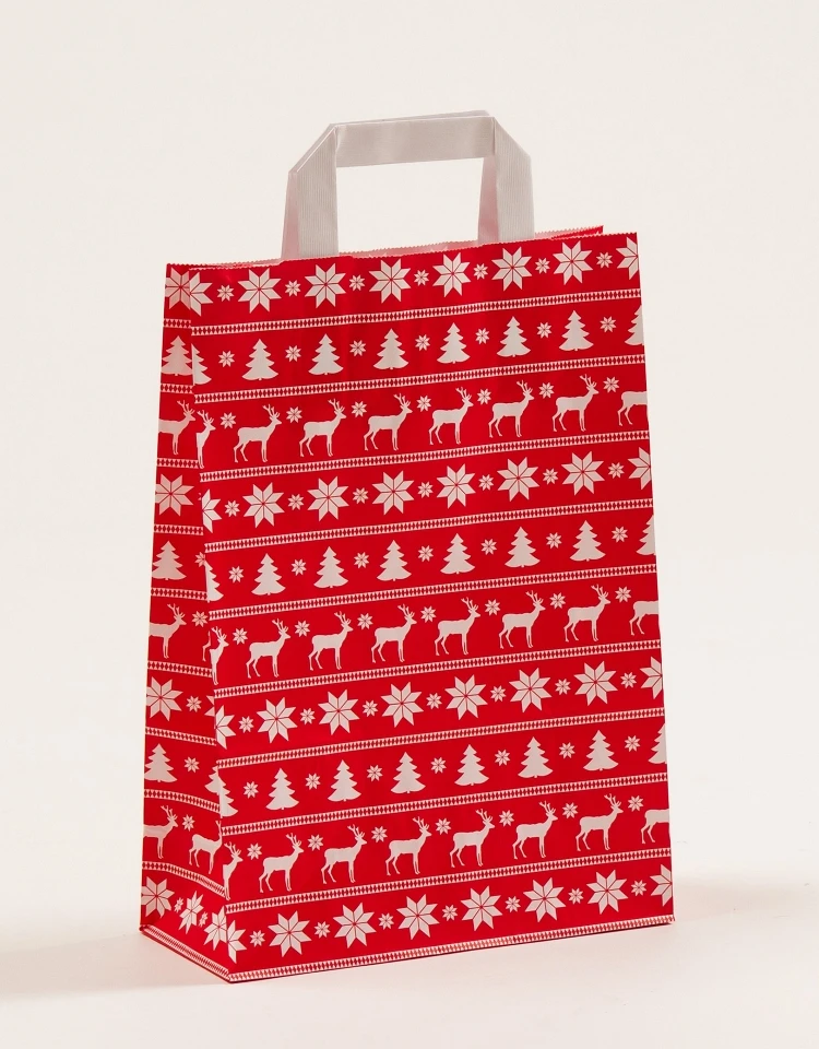 Papiertragetaschen Weihnachten Norweger Rot 22x10x31 Cm VE 250 Stück