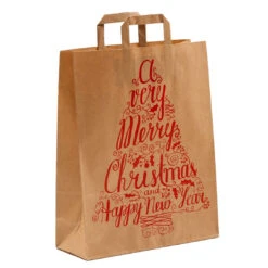 Papier Tragetüte Weihnachten Merry Christmas 32+12 X 40cm 25 Stück