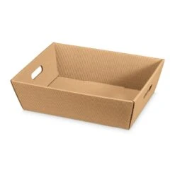 Präsentkorb Viereckig Modern Welle Natur Groß Mit Griffen VE 25 Stück