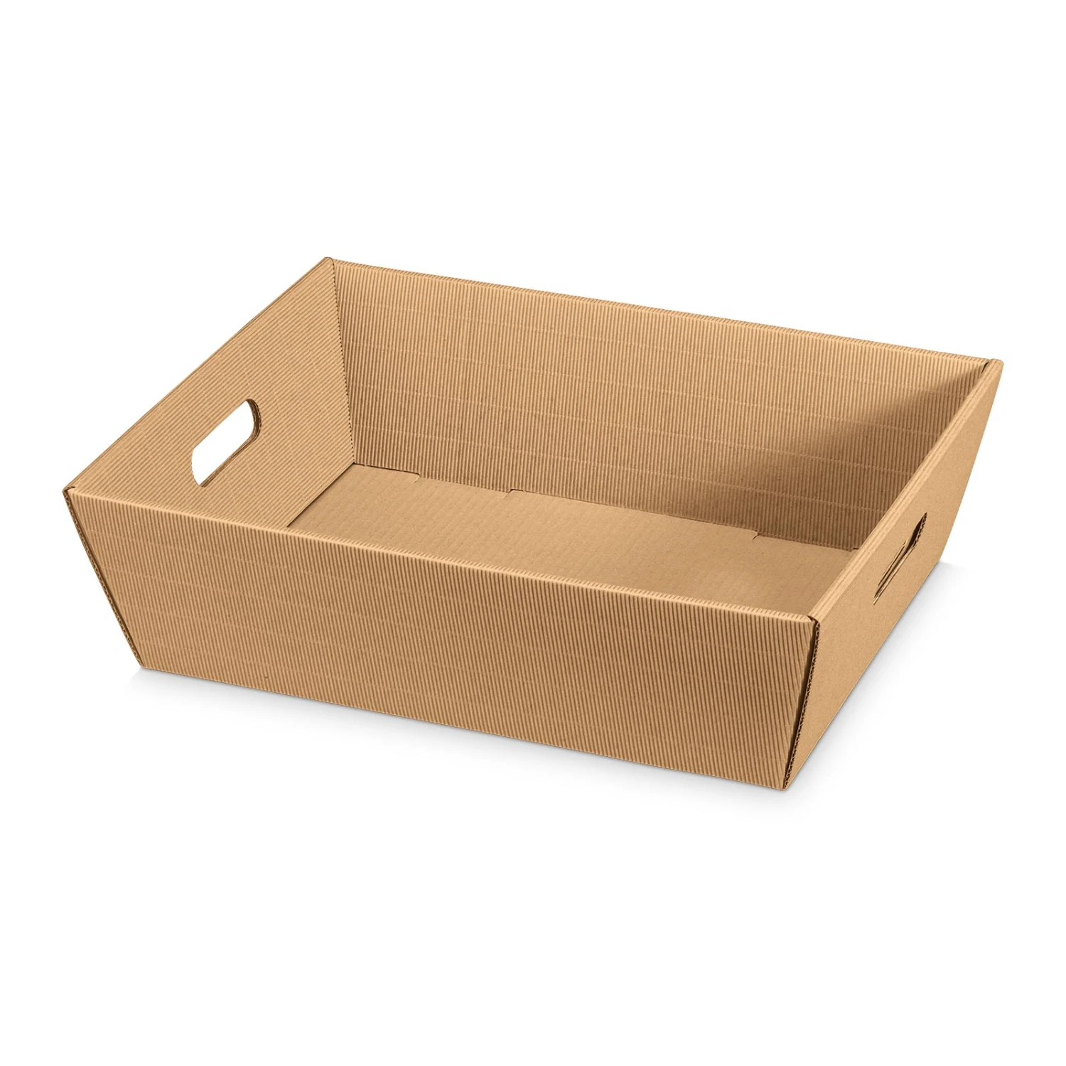 Präsentkorb Viereckig Modern Welle Natur Groß Mit Griffen VE 25 Stück