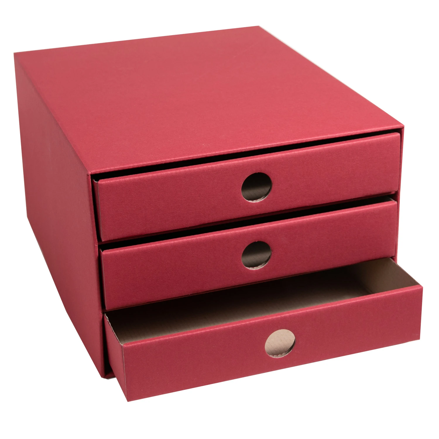 PresentFill Schubladenbox Pappe Stapelbar DIN A4 Bordeaux – Bild 3