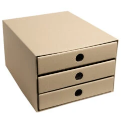 PresentFill Schubladenbox Karton Stapelbar DIN A4 Natur Kraftkarton