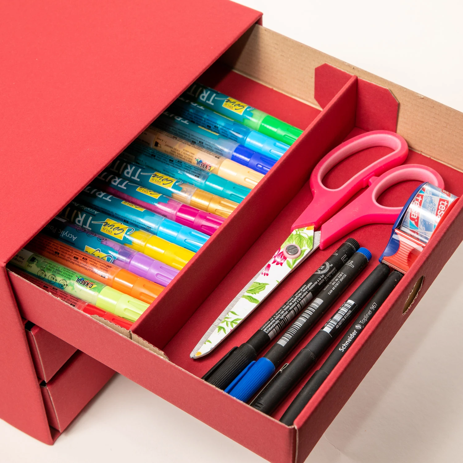 PresentFill Schubladenbox Pappe Stapelbar DIN A4 Bordeaux – Bild 5