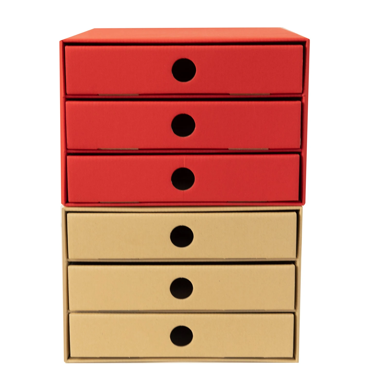 PresentFill Nachhaltige Schubladenboxen Karton Natur/Rubin Rot 2erPack – Bild 2