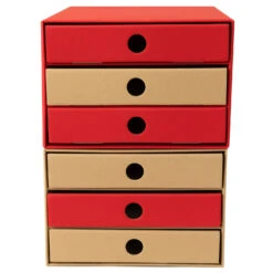 PresentFill Nachhaltige Schubladenboxen Karton Natur/Rubin Rot 2erPack