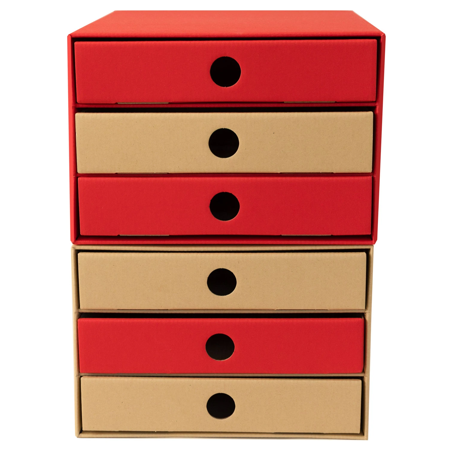 PresentFill Nachhaltige Schubladenboxen Karton Natur/Rubin Rot 2erPack