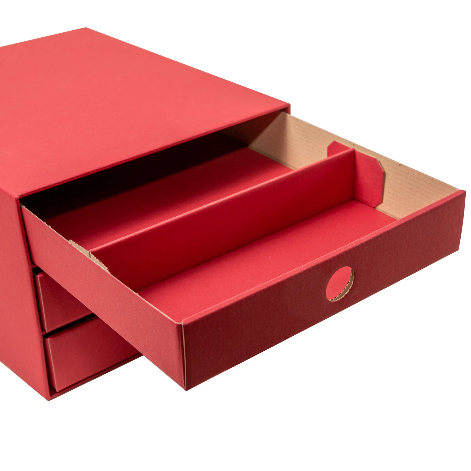 PresentFill Nachhaltige Schubladenboxen Karton Natur/Rubin Rot 2erPack – Bild 8