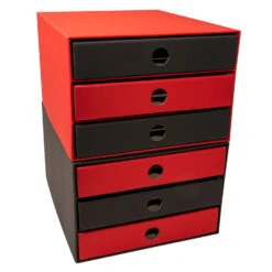 PresentFill Nachhaltige Schubladenbox Karton Rubin Rot/Schwarz 2erPack