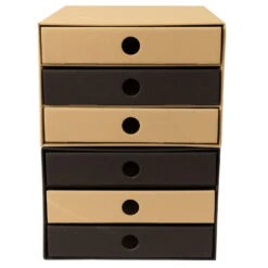 PresentFill Schubladenbox Aus Recycling Karton Natur/Schwarz 2erPack