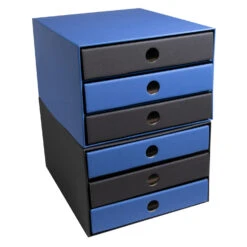 PresentFill Nachhaltige Schubladenboxen Karton Blau/Schwarz 2er Pack