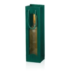 Tragetüte Flaschentasche Welle Grün Mit Fenster Für 1 Flasche
