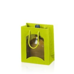 Kleine Geschenktaschen Tragetüte Welle Limette Midi Mit Fenster 20 St.