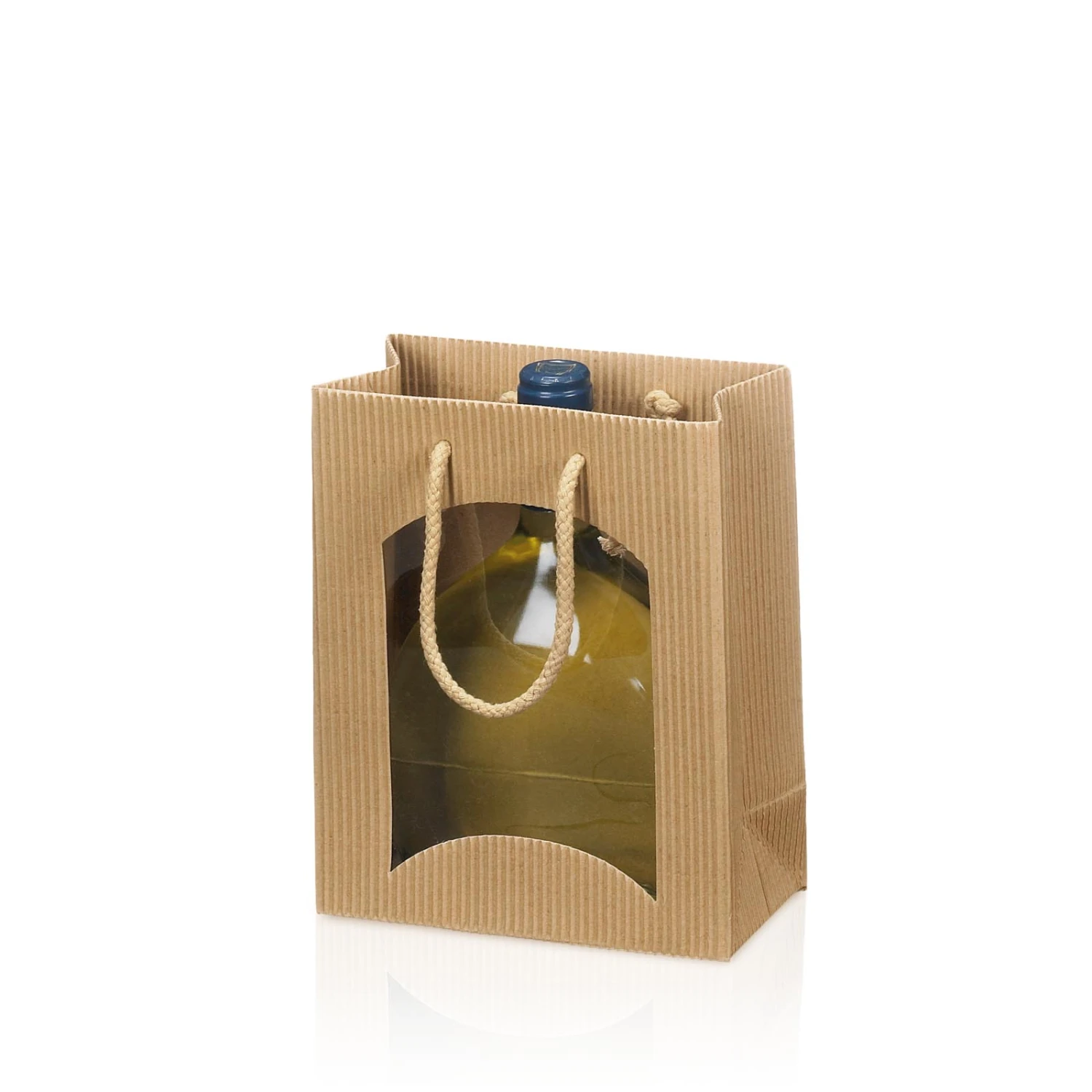 Tragetüte Midi Welle Natur Mit Fenster VE 20 Stück