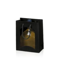 Kleine Flaschentaschen Welle Schwarz Midi Mit Fenster 20 Stück