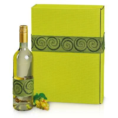 Weinverpackung Präsentkarton Modern Welle Limette 3er 25 Stck – Bild 4