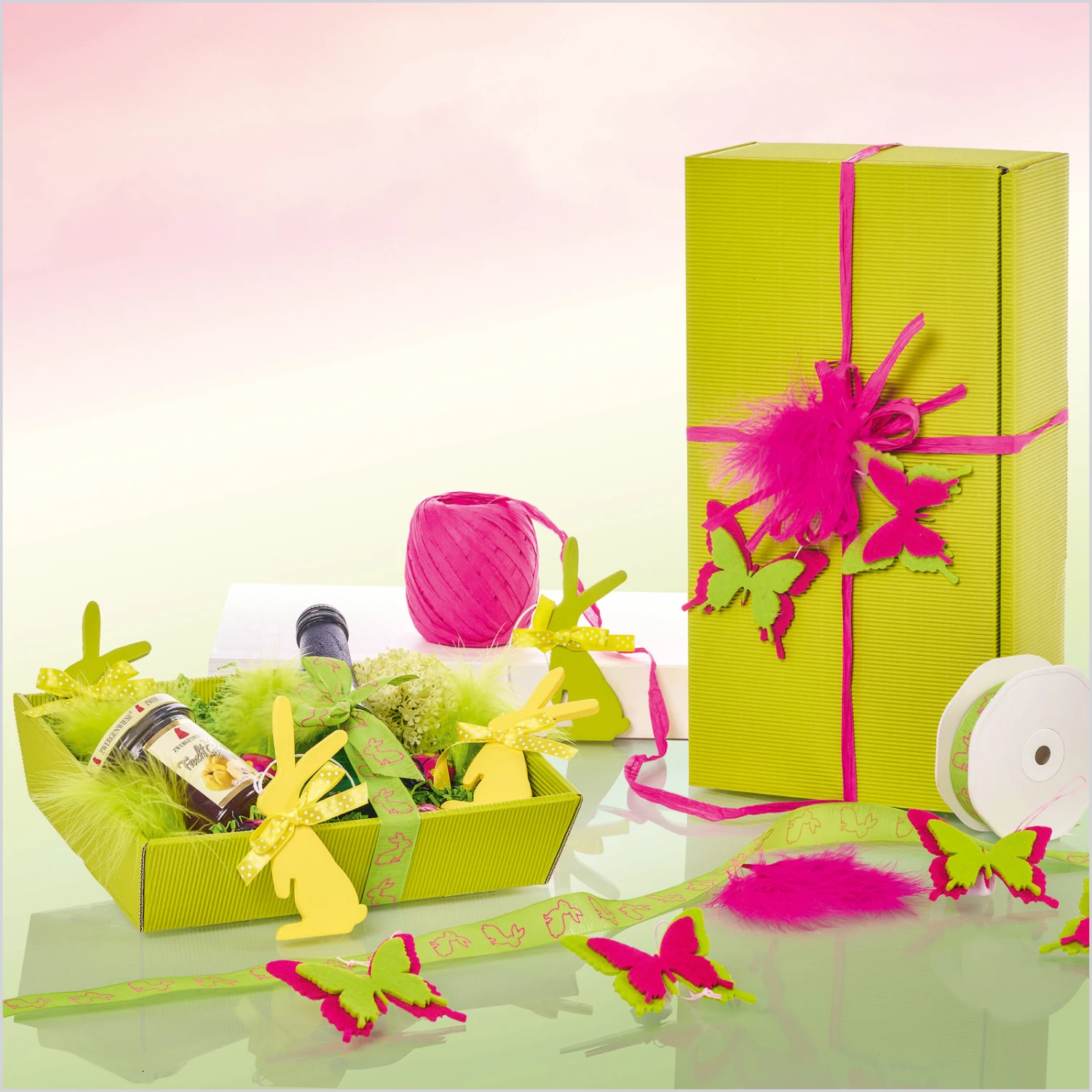 Weinverpackung Präsentkarton Modern Welle Limette 3er 25 Stck – Bild 5