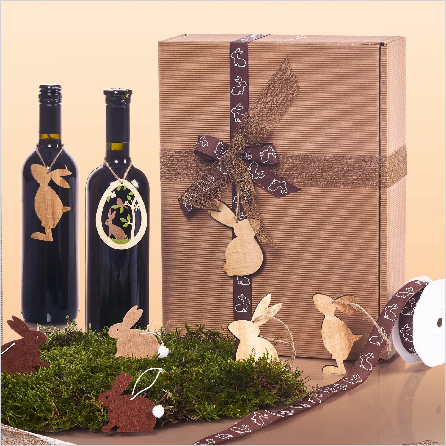 Weinverpackung Weinpräsentkarton Modern Welle Natur 3er VE 25 Stück – Bild 4