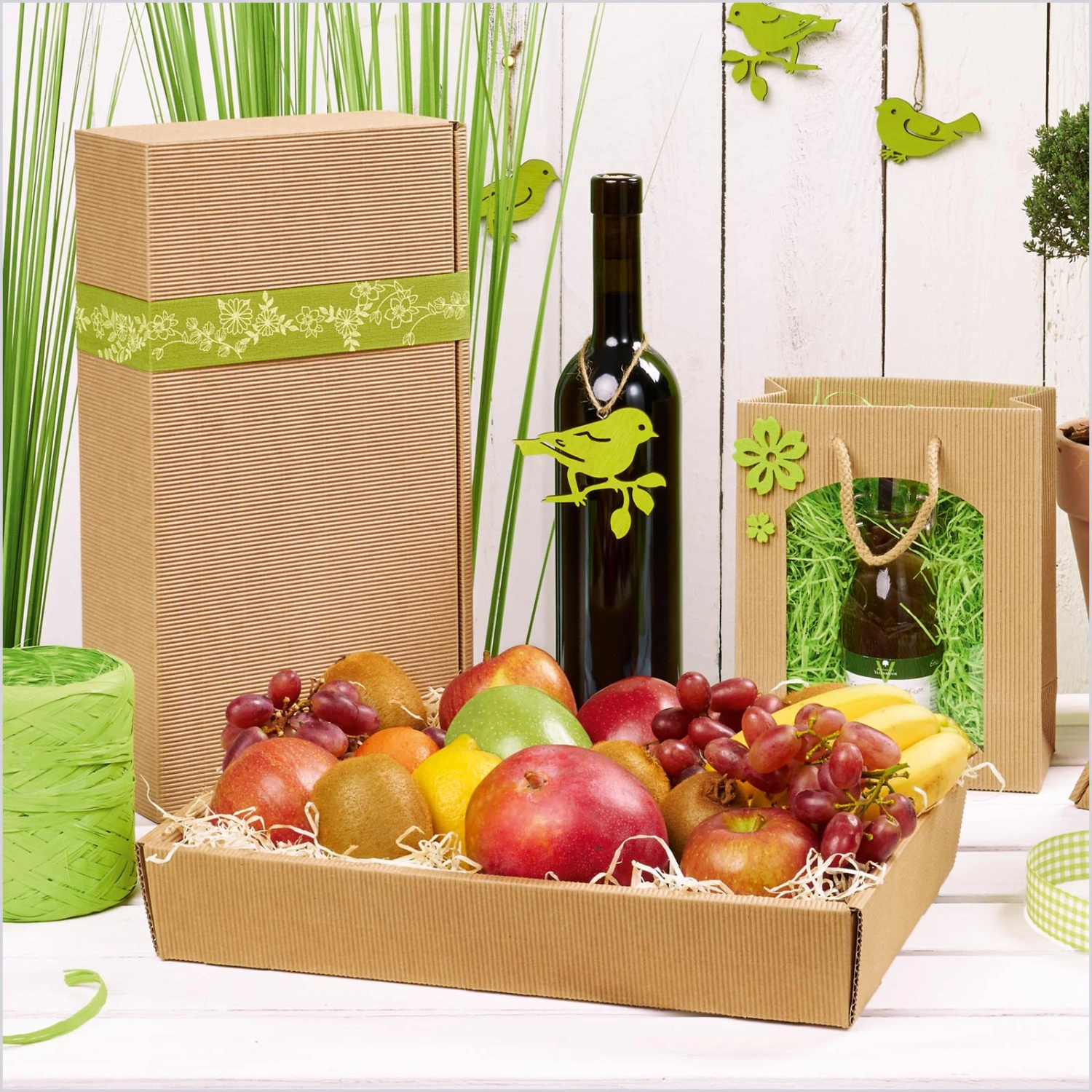 Weinverpackung Weinpräsentkarton Modern Welle Natur 3er VE 25 Stück – Bild 5