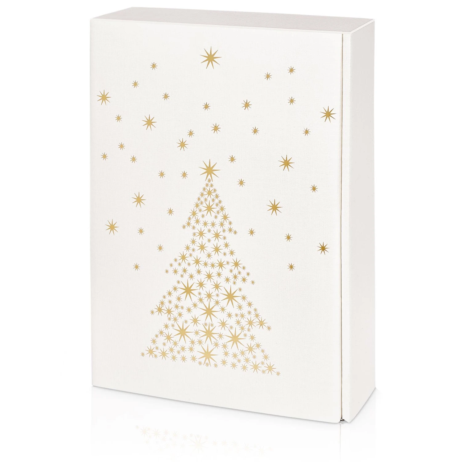 Geschenkkarton Flaschenverpackung Seta Bianco Sternenbaum 3er 25 St.