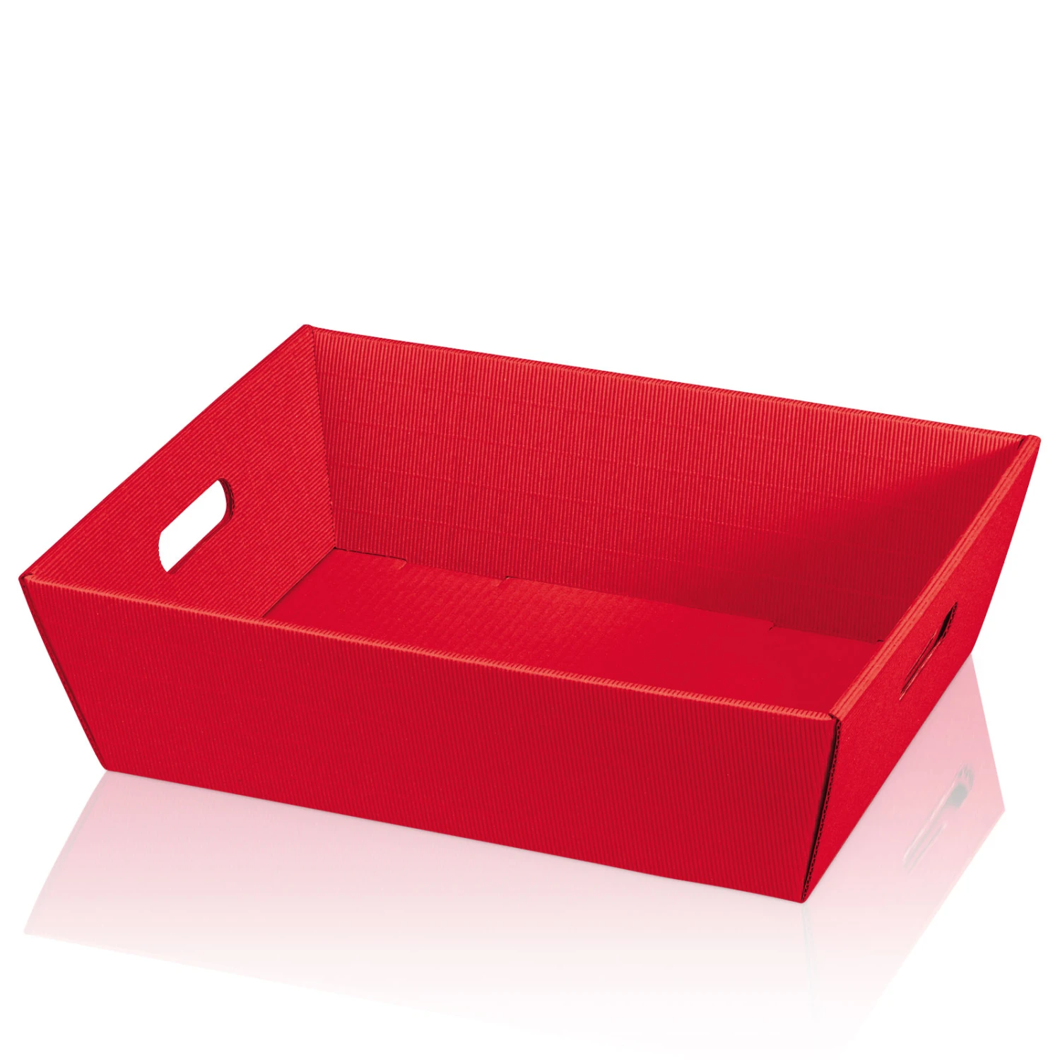 Präsentkorb Viereckig Rot Groß Mit Griffen 370x280x120mm VE 25 Stück