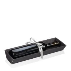 Flaschenverpackung Präsentschale Mit Satinband Offene Welle Schwarz