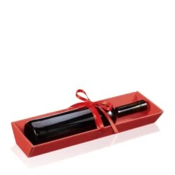 Flaschenverpackung Präsentschale Mit Satinband Offene Welle Rot VE 25