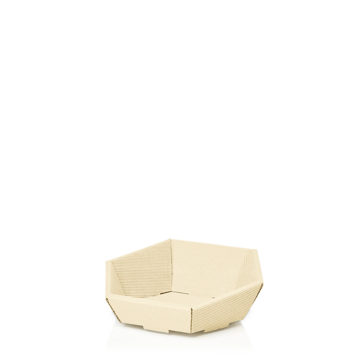 Präsentkorb Leer Aus Karton Sechseckig Modern Creme Mini VE 25 Stück