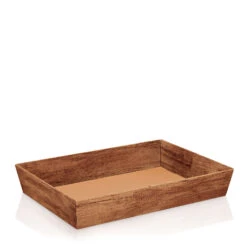 Präsentkorb Viereckig Timber -flach Maxi- In Holzoptik VE 25 Stück