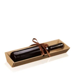 Flaschenverpackung Präsentschale M. Satinband Offene Welle Natur VE 25